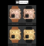 Skmei - 1584(strap) - Sports Quartz Waterproof Tiple time - RoseGold-Leather - Image 5