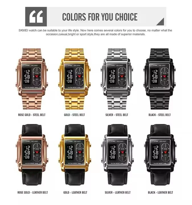 1868-2.webp Skmei - 1868 (strap) - Digital LED Luminous Waterproof - Silver-Leather - Image 5