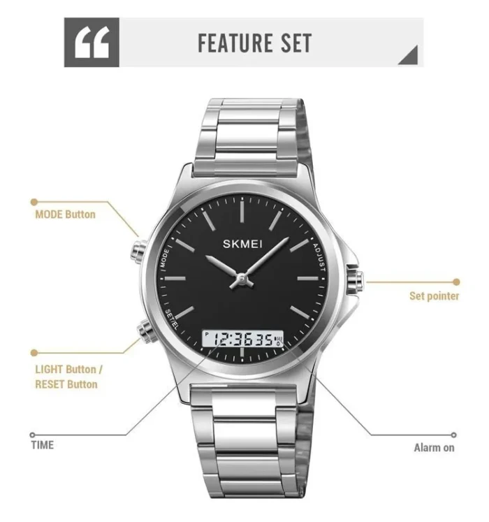 Skmei - 2120 - Electronic Luminous 30m Waterproof - Silver/Black - Image 4