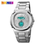 Skmei - 2279 - Dual Time Stainless Steel Watch - Silver/Silver - Image 3