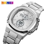 Skmei - 2279 - Dual Time Stainless Steel Watch - Silver/Silver - Image 2