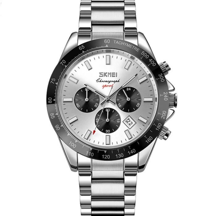 Skmei - 9259 - Stainless Steel Chronograph - Silver/Silver - Image 2