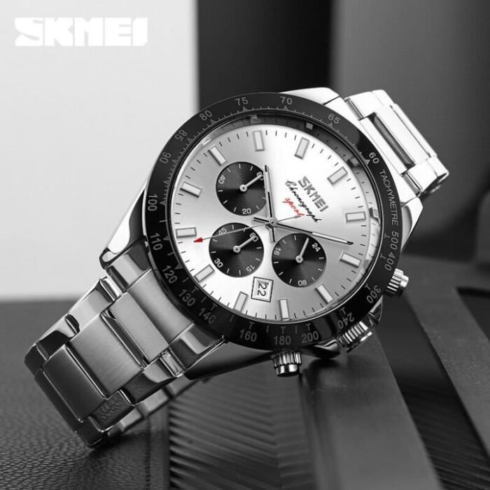 Skmei - 9259 - Stainless Steel Chronograph - Silver/Silver - Image 3