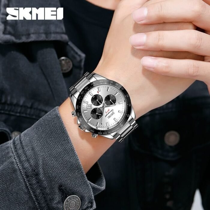 Skmei - 9259 - Stainless Steel Chronograph - Silver/Silver - Image 4
