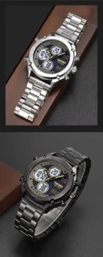 Skmei - 1975(chain)- 30m Waterproof Mutifunctional - Silver/Black-Steel - Image 3
