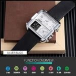 Skmei - 1584(strap) - Sports Quartz Waterproof Tiple time - Silver/Black-Leather - Image 3