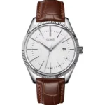 Skmei - 9298 - Leather Strap Casual Analog Quartz Watch - Silver/Silver-Brown - Image 2