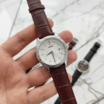 Skmei - 9298 - Leather Strap Casual Analog Quartz Watch - Silver/Silver-Brown - Image 5