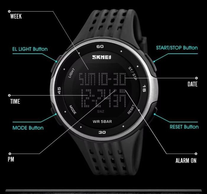 Skmei - 1219 - Digital Time Sports - Silver - Image 3
