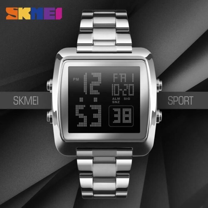 Skmei - 1369 - Luxury Gents Digital Watch - Silver - Image 4