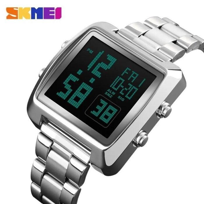 Skmei - 1369 - Luxury Gents Digital Watch - Silver - Image 2
