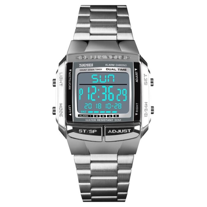 Skmei - 1381 - Digital Stainless Steel Watch - Silver - Image 5