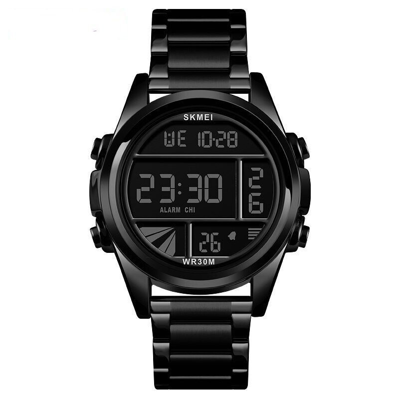 1448-10.jpeg SKMEI - 1448 - Digital Sports Stainless Steel Waterproof Watch - Black - Image 1