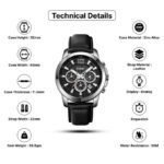 SKMEI - 1989 - Chronograph High Quality Leather Watch - Silver/Black - Image 2