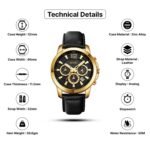 SKMEI - 1989 - Chronograph High Quality Leather Watch - Gold/Black - Image 4