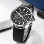 SKMEI - 2071 - High Quality Luxury Watch - Silver/Black-Leather
