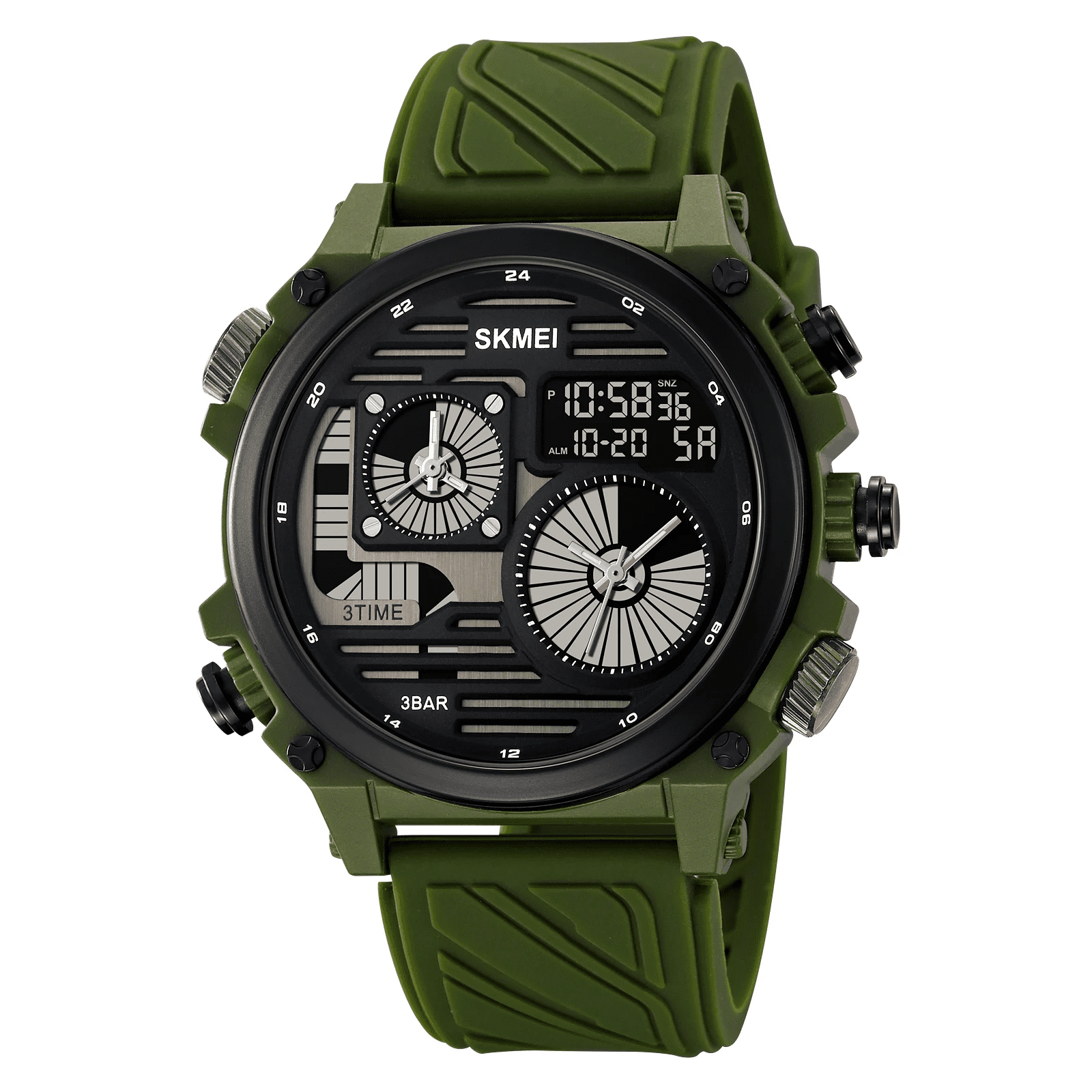 2202-24.png Skmei - 2202 - 4 Time Display Digital Sport - Green - Image 1