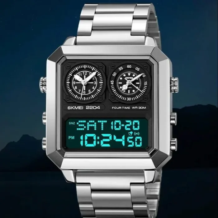 Skmei - 2204 - Luminous 4 Time Square - Silver/White - Image 4