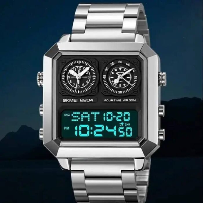 Skmei - 2204 - Luminous 4 Time Square - Silver/Black - Image 4