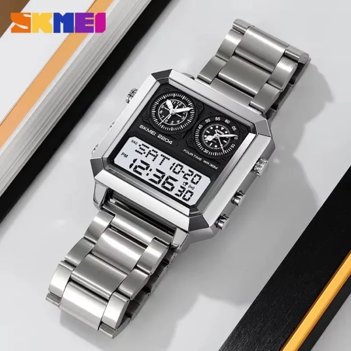 Skmei - 2204 - Luminous 4 Time Square - Silver/White - Image 2