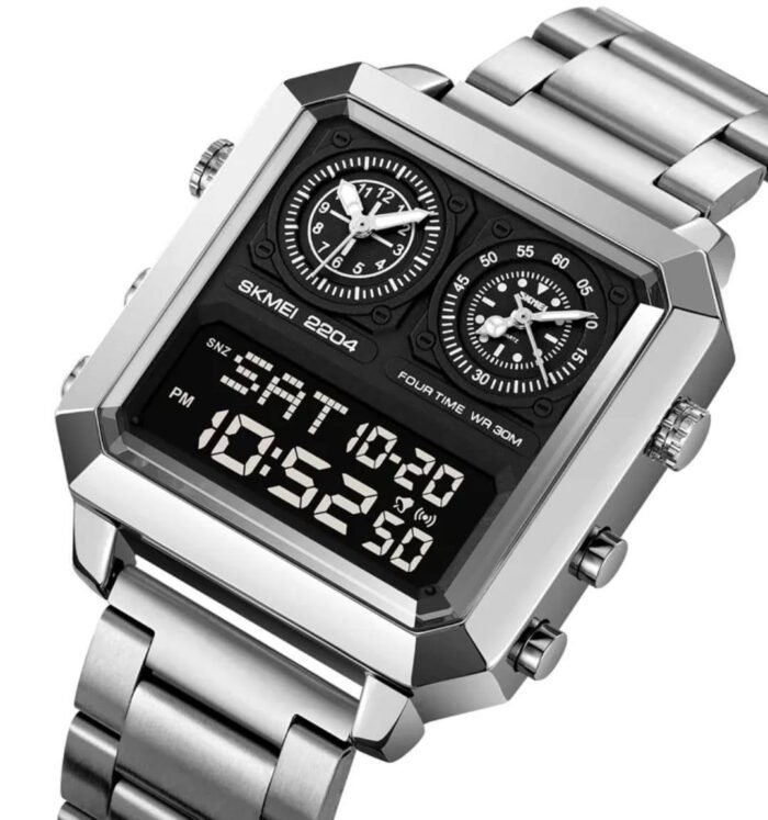 Skmei - 2204 - Luminous 4 Time Square - Silver/Black - Image 5