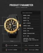 Skmei - 2219 - Digital Sports Watch - Gold - Image 3