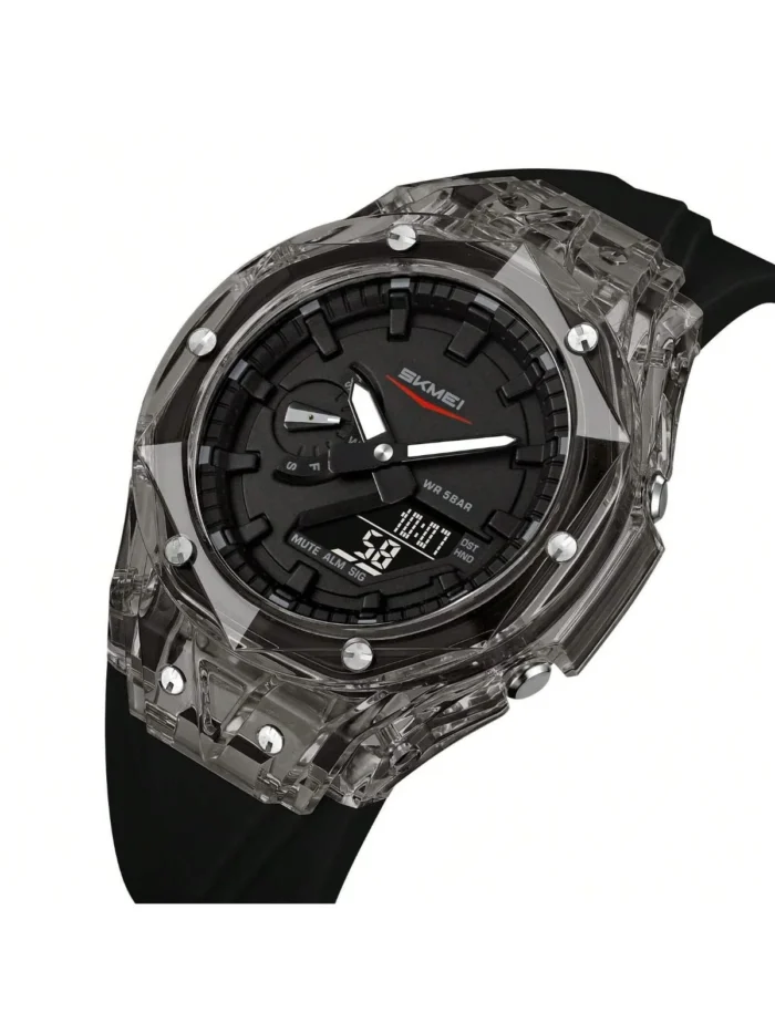 Skmei - 2411 Waterproof 50m & 50+ Timezone Watch - Black/Black - Image 2
