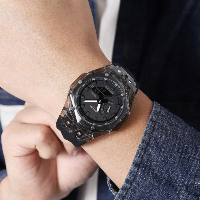 Skmei - 2411 Waterproof 50m & 50+ Timezone Watch - Black/Black - Image 4