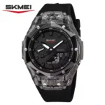 Skmei - 2411 Waterproof 50m & 50+ Timezone Watch - Black/Black - Image 3