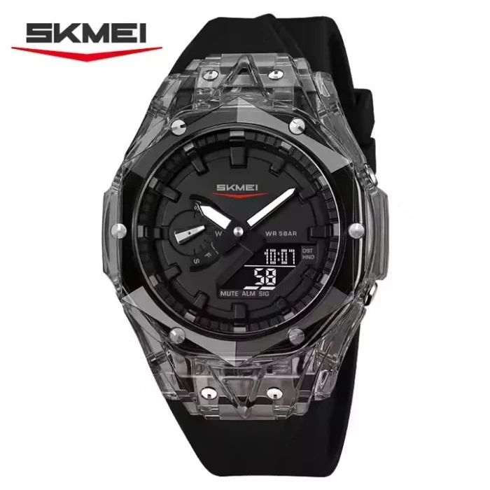 Skmei - 2411 Waterproof 50m & 50+ Timezone Watch - Black/Black - Image 3