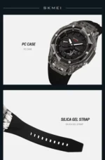 Skmei - 2411 Waterproof 50m & 50+ Timezone Watch - Black/Black - Image 5