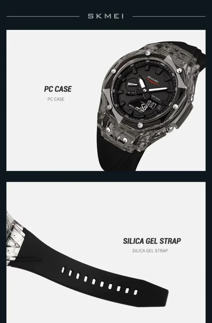 Skmei - 2411 Waterproof 50m & 50+ Timezone Watch - Black/Black - Image 5