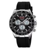 SKMEI - 2505 - Electronic Quartz Dual Display Watch - Silver/Black-SilicaGel - Image 2