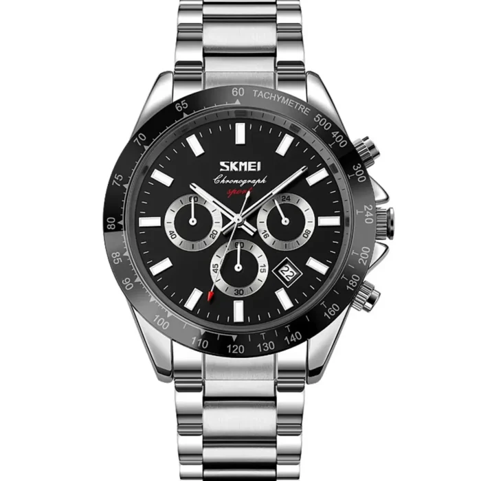 Skmei - 9259 - Stainless Steel Chronograph - Silver/Black - Image 2