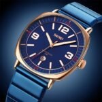 SKMEI - 9280 - Slim Steel Analog Quartz Watch - Rosegold/Blue - Image 3