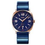 SKMEI - 9280 - Slim Steel Analog Quartz Watch - Rosegold/Blue - Image 2