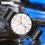 SKMEI - 9280 - Slim Steel Analog Quartz Watch - Black/Silver - Image 2