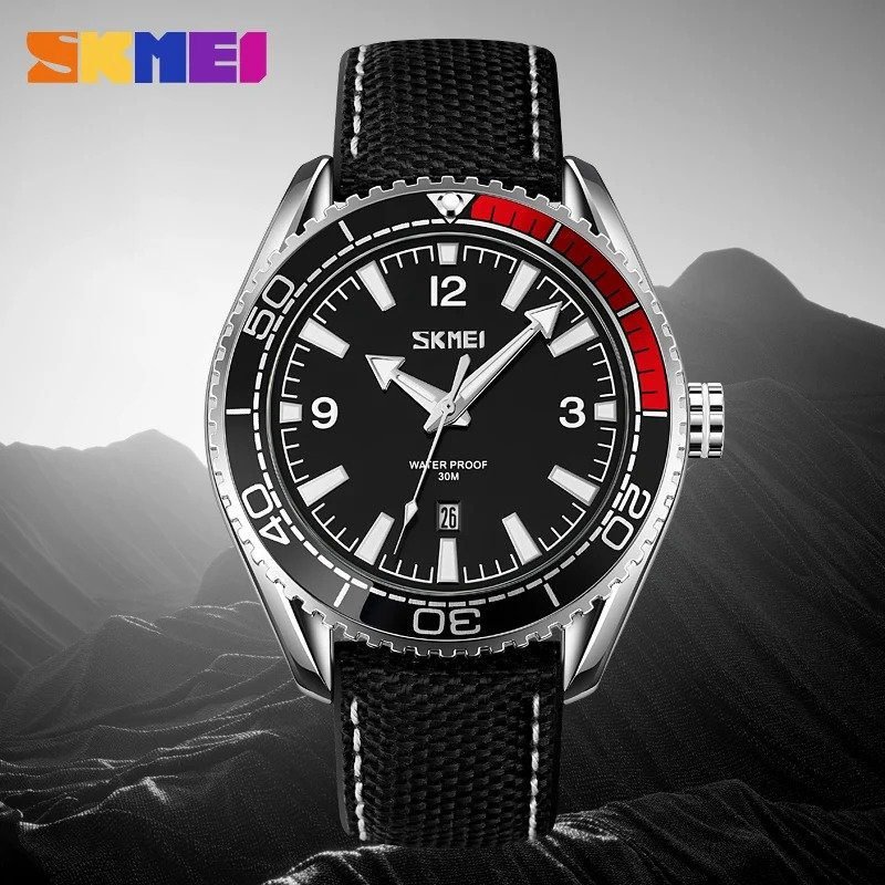 9291-7.jpeg Skmei - 9291 - Fashion Business Genuine Strap Waterproof - Black - Image 1