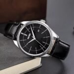 Skmei - 9298 - Leather Strap Analog Quartz Watch - Silver/Black-Black - Image 3