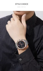 SKMEI - 9325 - Quartz Luxury Moon Phase Chrono Watch - RoseGold/Black - Image 8