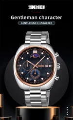 SKMEI - 9325 - Quartz Luxury Moon Phase Chrono Watch - RoseGold/Black - Image 7