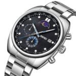 SKMEI - 9325 - Quartz Luxury Moon Phase Chrono Watch - Silver/Black