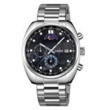 SKMEI - 9325 - Quartz Luxury Moon Phase Chrono Watch - Silver/Black - Image 2