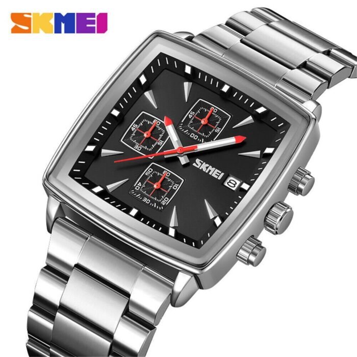 SKMEI - 9331 - Luxury Chronograph Wr30m Waterpoof Quartz - Silver/Black - Image 2