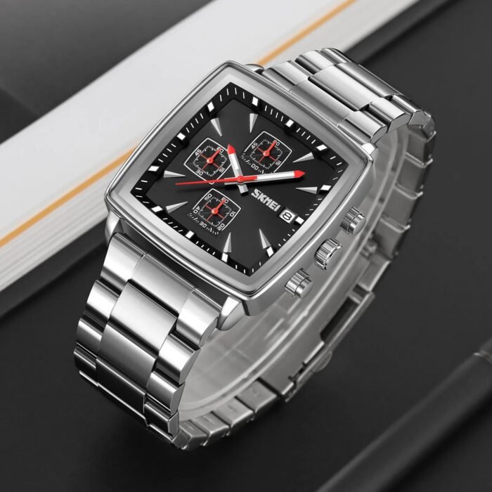 SKMEI - 9331 - Luxury Chronograph Wr30m Waterpoof Quartz - Silver/Black - Image 1