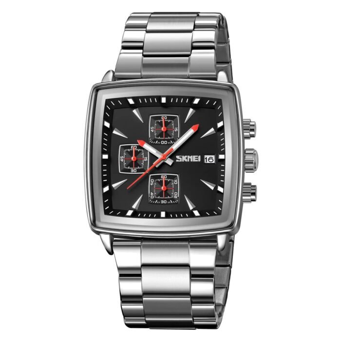SKMEI - 9331 - Luxury Chronograph Wr30m Waterpoof Quartz - Silver/Black - Image 3