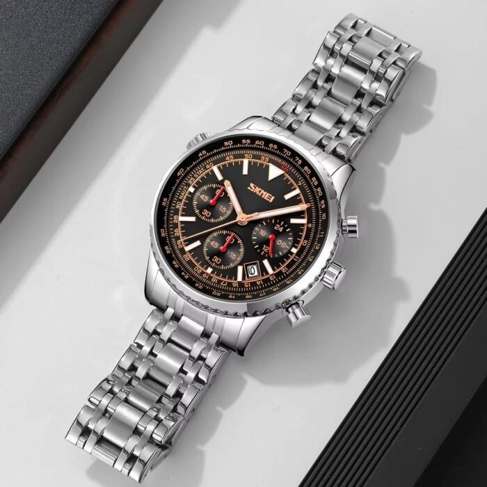 SKMEI - 9333 - High Quality Luxury Watch - Silver/Black - Image 3