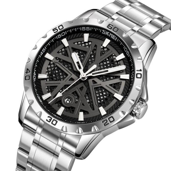Skmei - 9337 - Digital Stainless Steel Watch - Silver/Black - Image 1