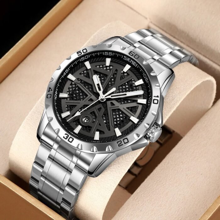 Skmei - 9337 - Digital Stainless Steel Watch - Silver/Black - Image 3