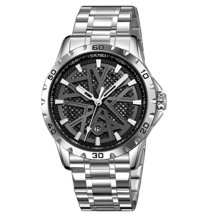 Skmei - 9337 - Digital Stainless Steel Watch - Silver/Black - Image 2